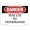Signmission Safety Sign, OSHA Danger, 3.5" Height, 5" Width, Mine Site No Trespassing, Landscape OS-DS-D-35-L-1889 - alternate 1